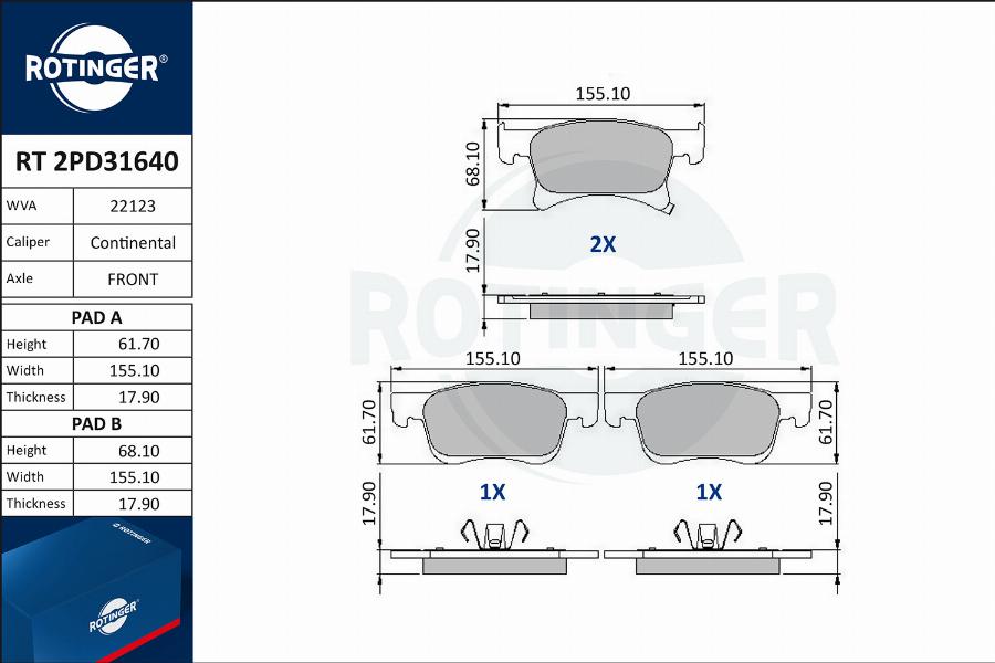 Rotinger RT 2PD31640 - Komplet Pločica, disk-kočnica www.molydon.hr