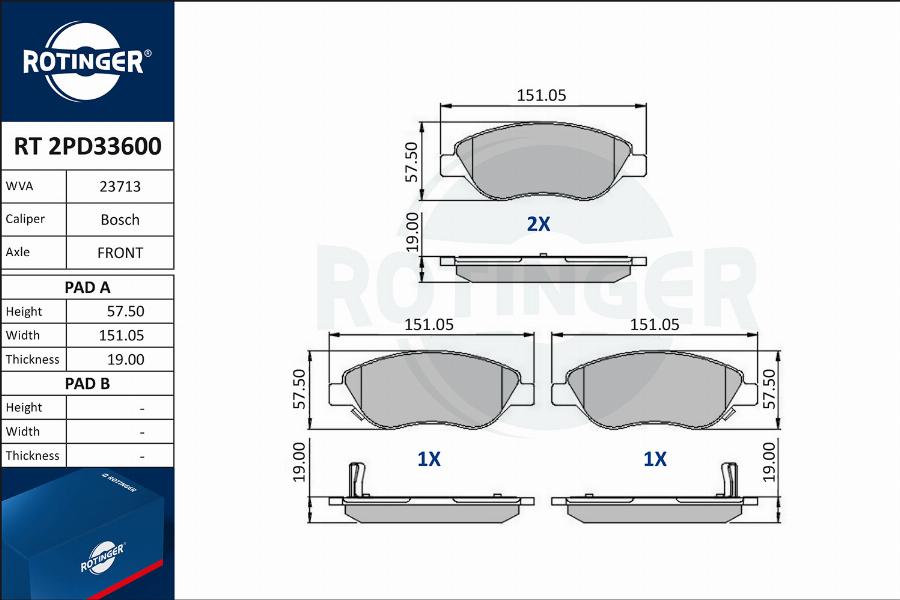 Rotinger RT 2PD33600 - Komplet Pločica, disk-kočnica www.molydon.hr