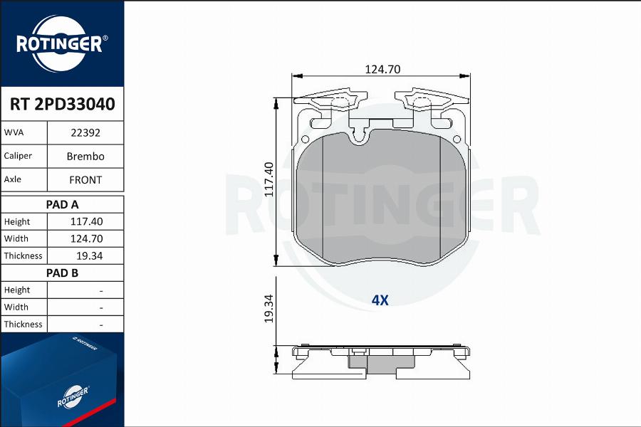 Rotinger RT 2PD33040 - Komplet Pločica, disk-kočnica www.molydon.hr