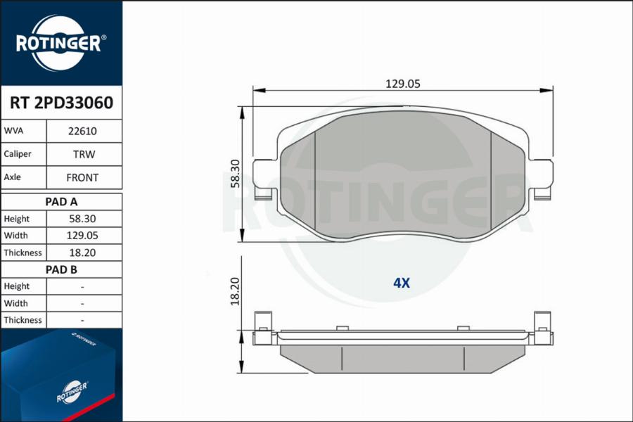 Rotinger RT 2PD33060 - Komplet Pločica, disk-kočnica www.molydon.hr