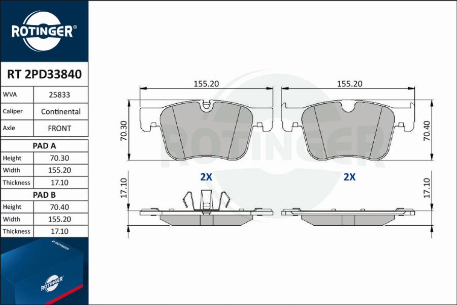 Rotinger RT 2PD33840 - Komplet Pločica, disk-kočnica www.molydon.hr