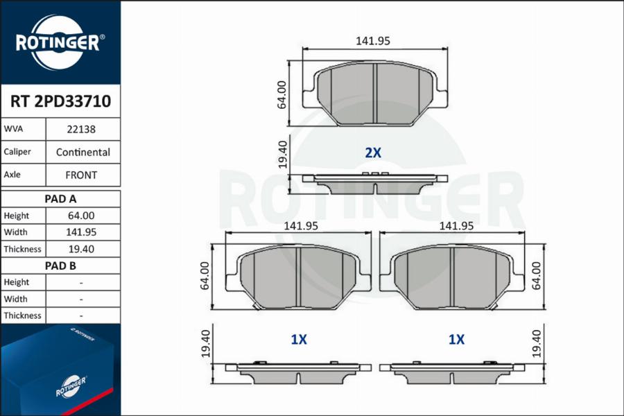 Rotinger RT 2PD33710 - Komplet Pločica, disk-kočnica www.molydon.hr