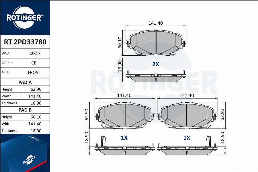 Rotinger RT 2PD33780 - Komplet Pločica, disk-kočnica www.molydon.hr