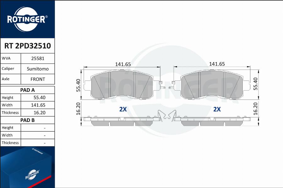 Rotinger RT 2PD32510 - Komplet Pločica, disk-kočnica www.molydon.hr