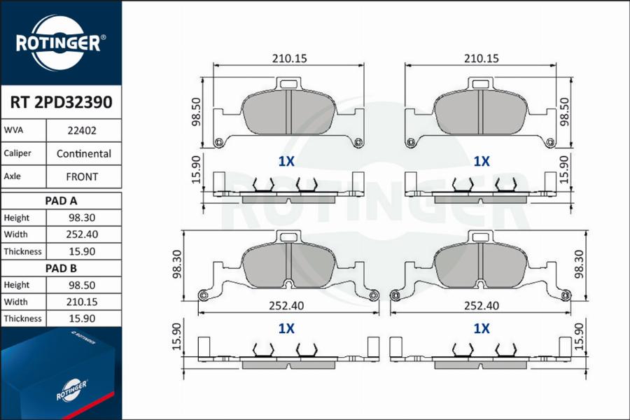 Rotinger RT 2PD32390 - Komplet Pločica, disk-kočnica www.molydon.hr