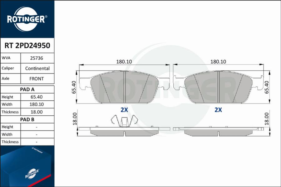 Rotinger RT 2PD24950 - Komplet Pločica, disk-kočnica www.molydon.hr