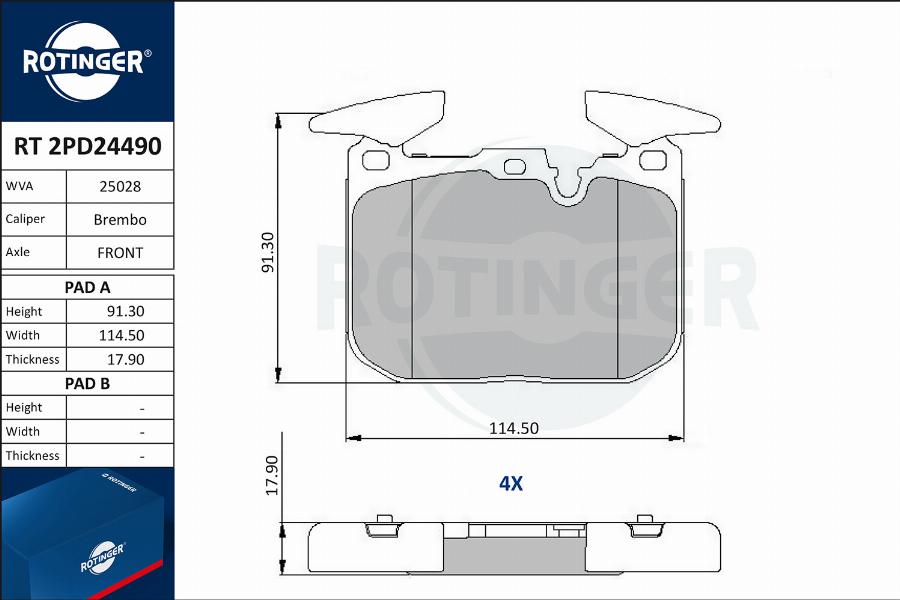 Rotinger RT 2PD24490 - Komplet Pločica, disk-kočnica www.molydon.hr