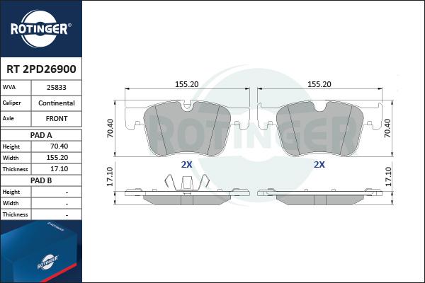 Rotinger RT 2PD26900 - Komplet Pločica, disk-kočnica www.molydon.hr