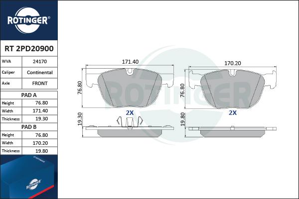 Rotinger RT 2PD20900 - Komplet Pločica, disk-kočnica www.molydon.hr