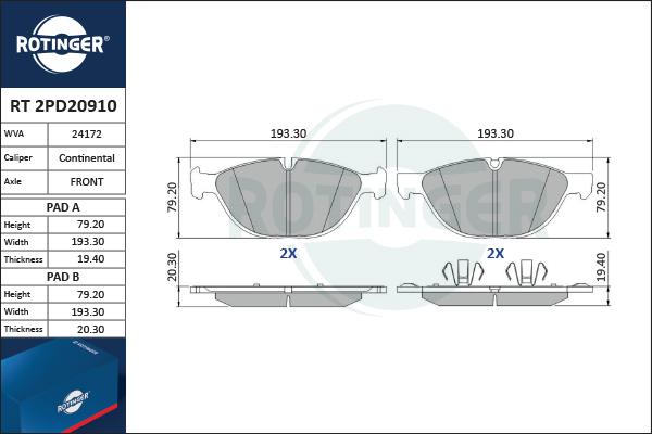 Rotinger RT 2PD20910 - Komplet Pločica, disk-kočnica www.molydon.hr