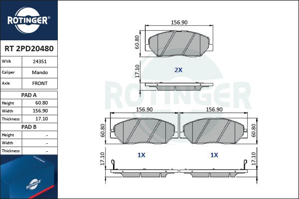 Rotinger RT 2PD20480 - Komplet Pločica, disk-kočnica www.molydon.hr