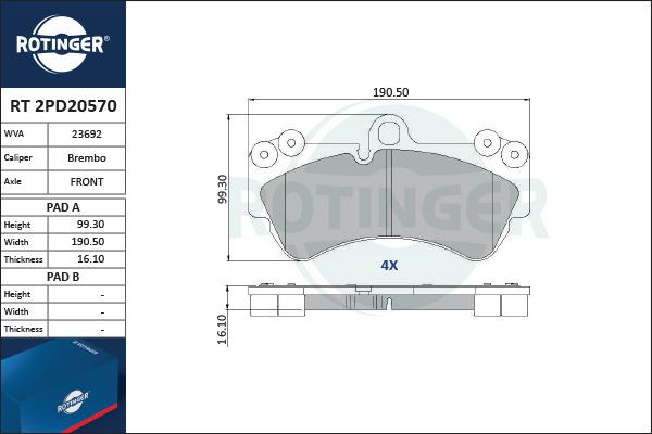 Rotinger RT 2PD20570 - Komplet Pločica, disk-kočnica www.molydon.hr