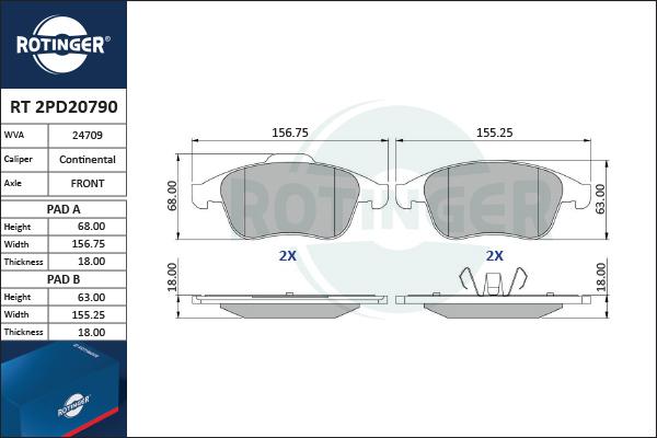 Rotinger RT 2PD20790 - Komplet Pločica, disk-kočnica www.molydon.hr