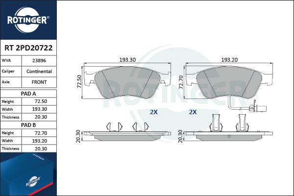 Rotinger RT 2PD20722 - Komplet Pločica, disk-kočnica www.molydon.hr