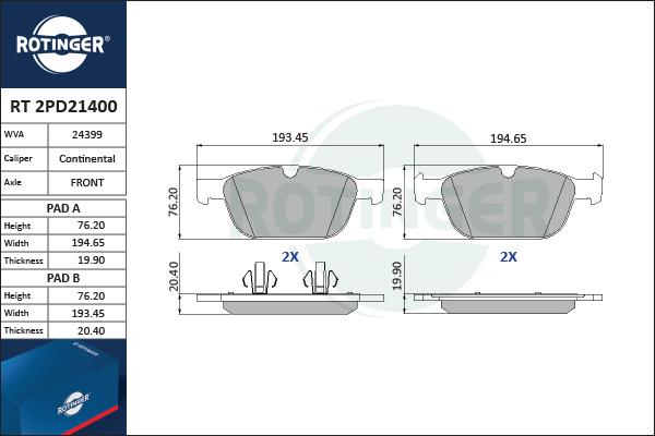 Rotinger RT 2PD21400 - Komplet Pločica, disk-kočnica www.molydon.hr