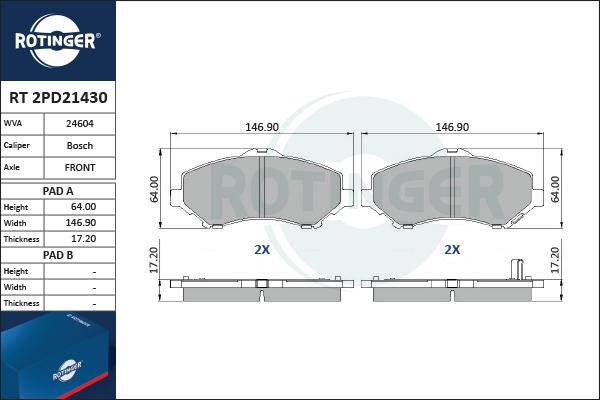 Rotinger RT 2PD21430 - Komplet Pločica, disk-kočnica www.molydon.hr