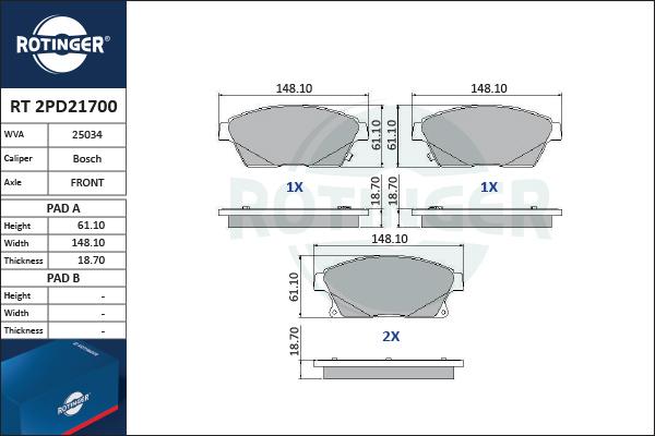 Rotinger RT 2PD21700 - Komplet Pločica, disk-kočnica www.molydon.hr