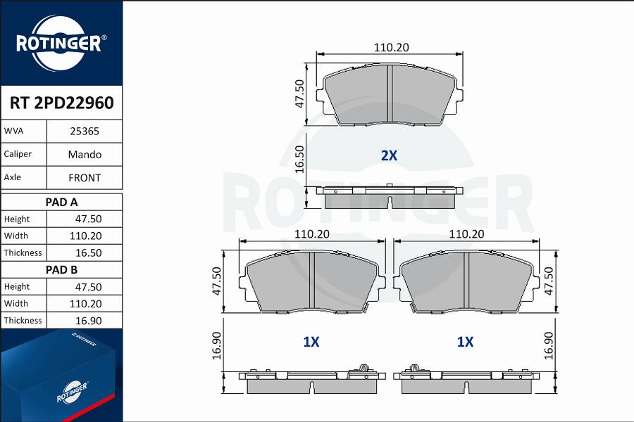 Rotinger RT 2PD22960 - Komplet Pločica, disk-kočnica www.molydon.hr