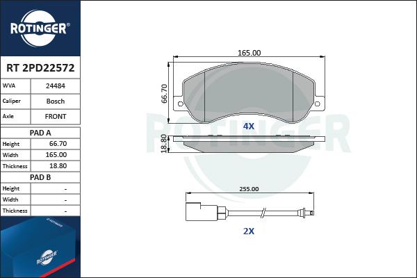 Rotinger RT 2PD22572 - Komplet Pločica, disk-kočnica www.molydon.hr