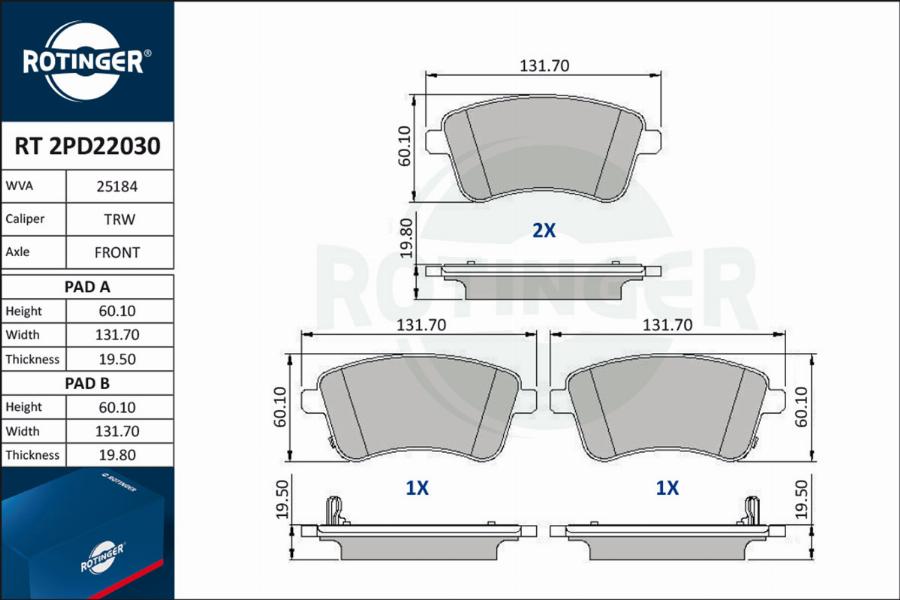 Rotinger RT 2PD22030 - Komplet Pločica, disk-kočnica www.molydon.hr