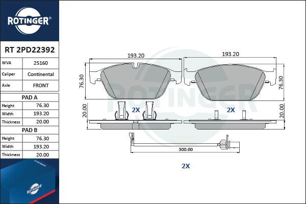 Rotinger RT 2PD22392 - Komplet Pločica, disk-kočnica www.molydon.hr