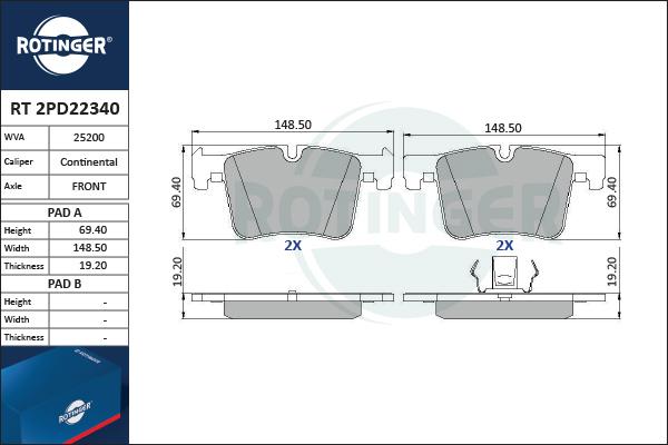 Rotinger RT 2PD22340 - Komplet Pločica, disk-kočnica www.molydon.hr