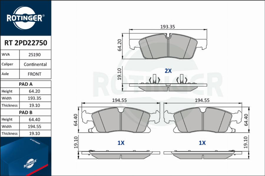 Rotinger RT 2PD22750 - Komplet Pločica, disk-kočnica www.molydon.hr