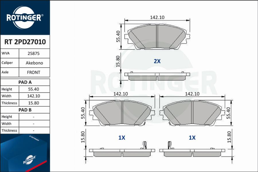 Rotinger RT 2PD27010 - Komplet Pločica, disk-kočnica www.molydon.hr