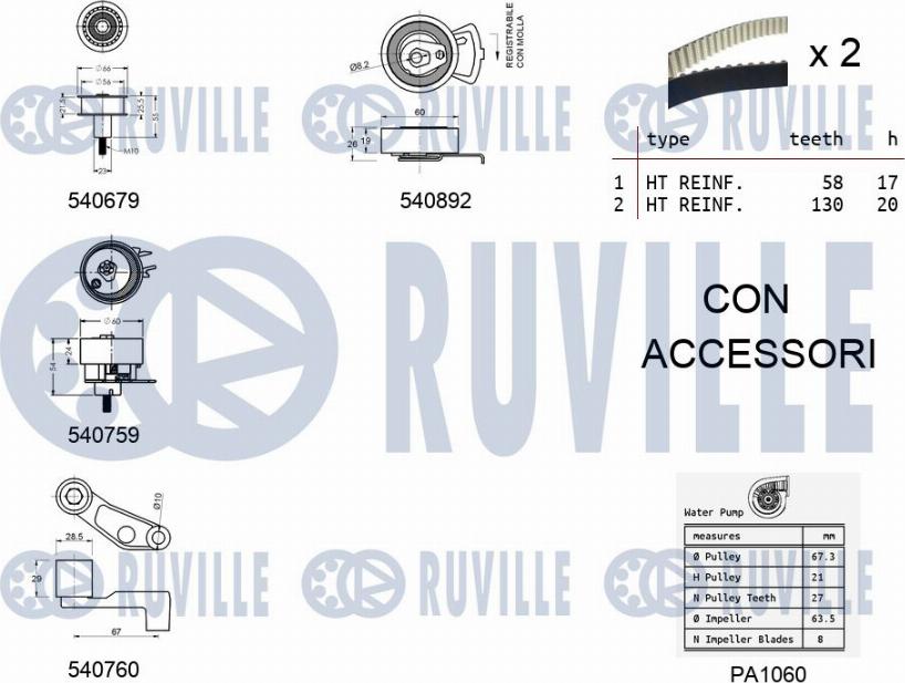 Ruville 5501362 - Vodena pumpa sa kompletom zupčastog remena www.molydon.hr