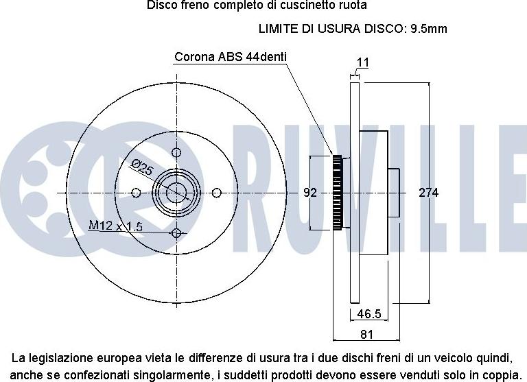 Ruville 221044 - Kočioni disk www.molydon.hr