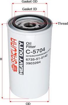 SAKURA Automotive C-5704 - Filter za ulje www.molydon.hr