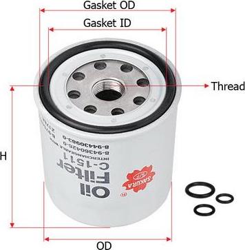 SAKURA Automotive C-1511 - Filter za ulje www.molydon.hr