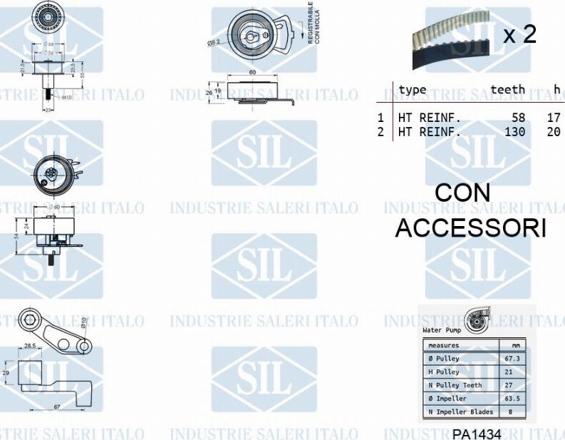 Saleri SIL K2PA945A - Vodena pumpa sa kompletom zupčastog remena www.molydon.hr