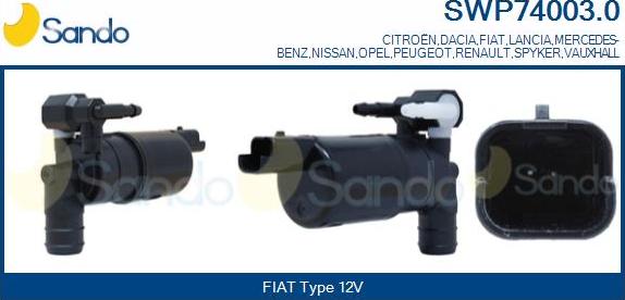 Sando SWP74003.0 - Pumpa za tekućinu za pranje, pranje vjetrobrana www.molydon.hr