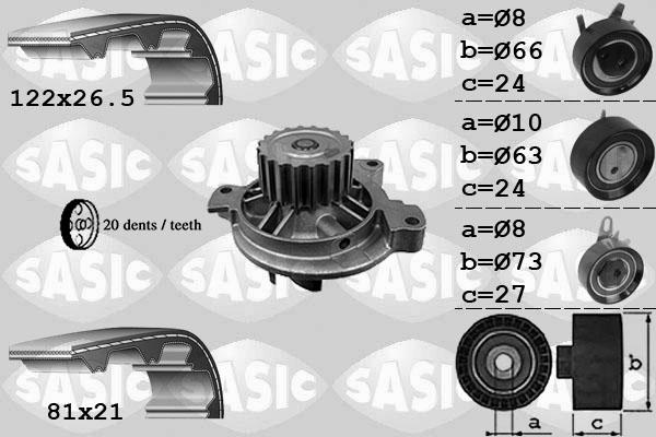 Sasic 3906049 - Vodena pumpa sa kompletom zupčastog remena www.molydon.hr