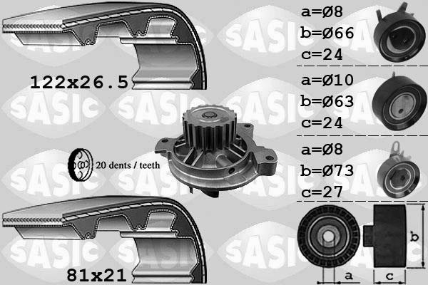 Sasic 3906052 - Vodena pumpa sa kompletom zupčastog remena www.molydon.hr