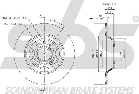 SBS 18153147109 - Kočioni disk www.molydon.hr