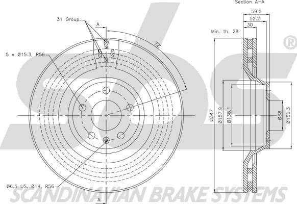 SBS 18153147108 - Kočioni disk www.molydon.hr