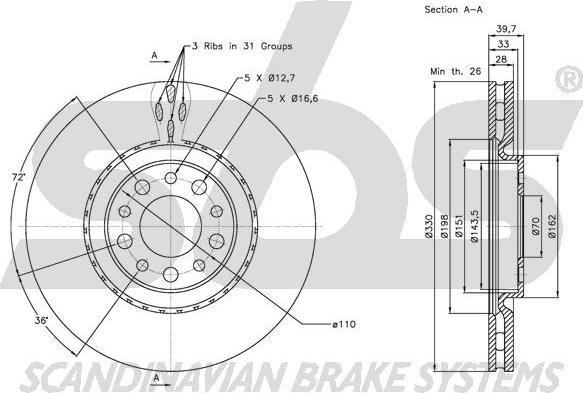 SBS 1815201023 - Kočioni disk www.molydon.hr