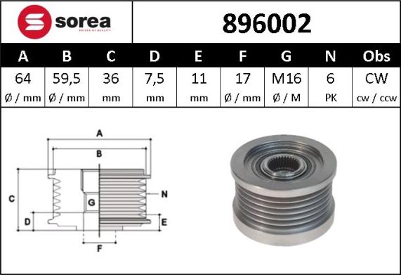 Sera 896002 - Remenica, alternator www.molydon.hr