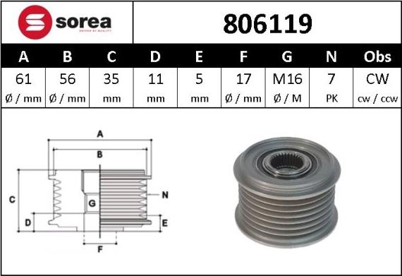 Sera 806119 - Remenica, alternator www.molydon.hr