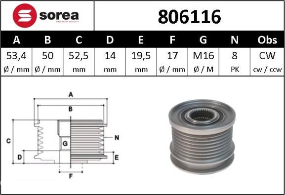 Sera 806116 - Remenica, alternator www.molydon.hr