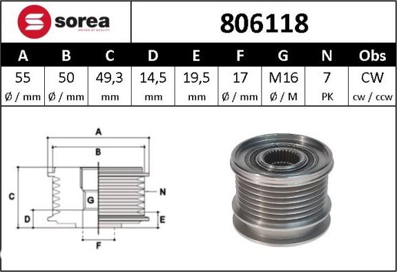 Sera 806118 - Remenica, alternator www.molydon.hr