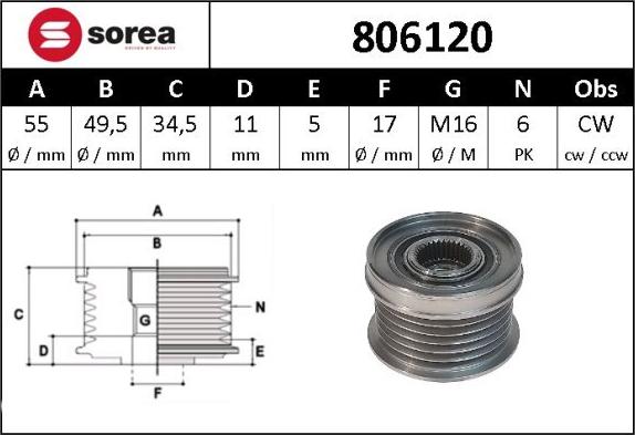 Sera 806120 - Remenica, alternator www.molydon.hr