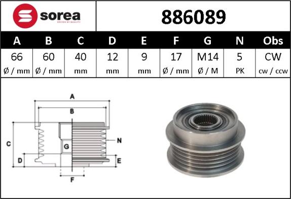 Sera 886089 - Remenica, alternator www.molydon.hr