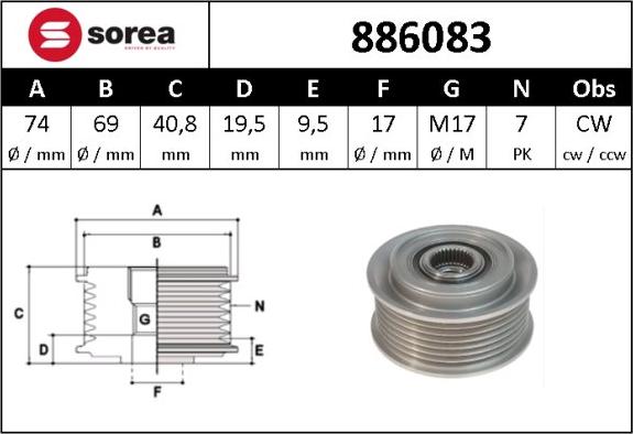 Sera 886083 - Remenica, alternator www.molydon.hr