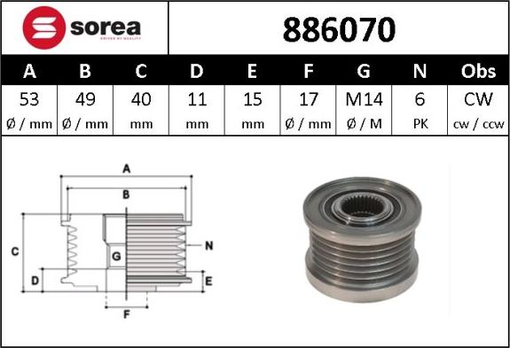 Sera 886070 - Remenica, alternator www.molydon.hr