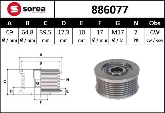 Sera 886077 - Remenica, alternator www.molydon.hr