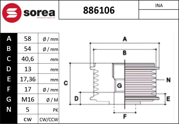 Sera 886106 - Remenica, alternator www.molydon.hr