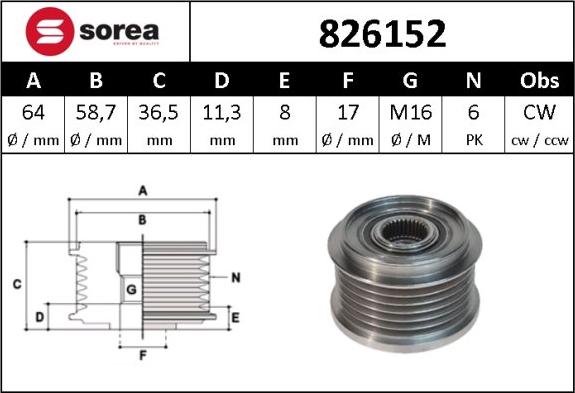 Sera 826152 - Remenica, alternator www.molydon.hr